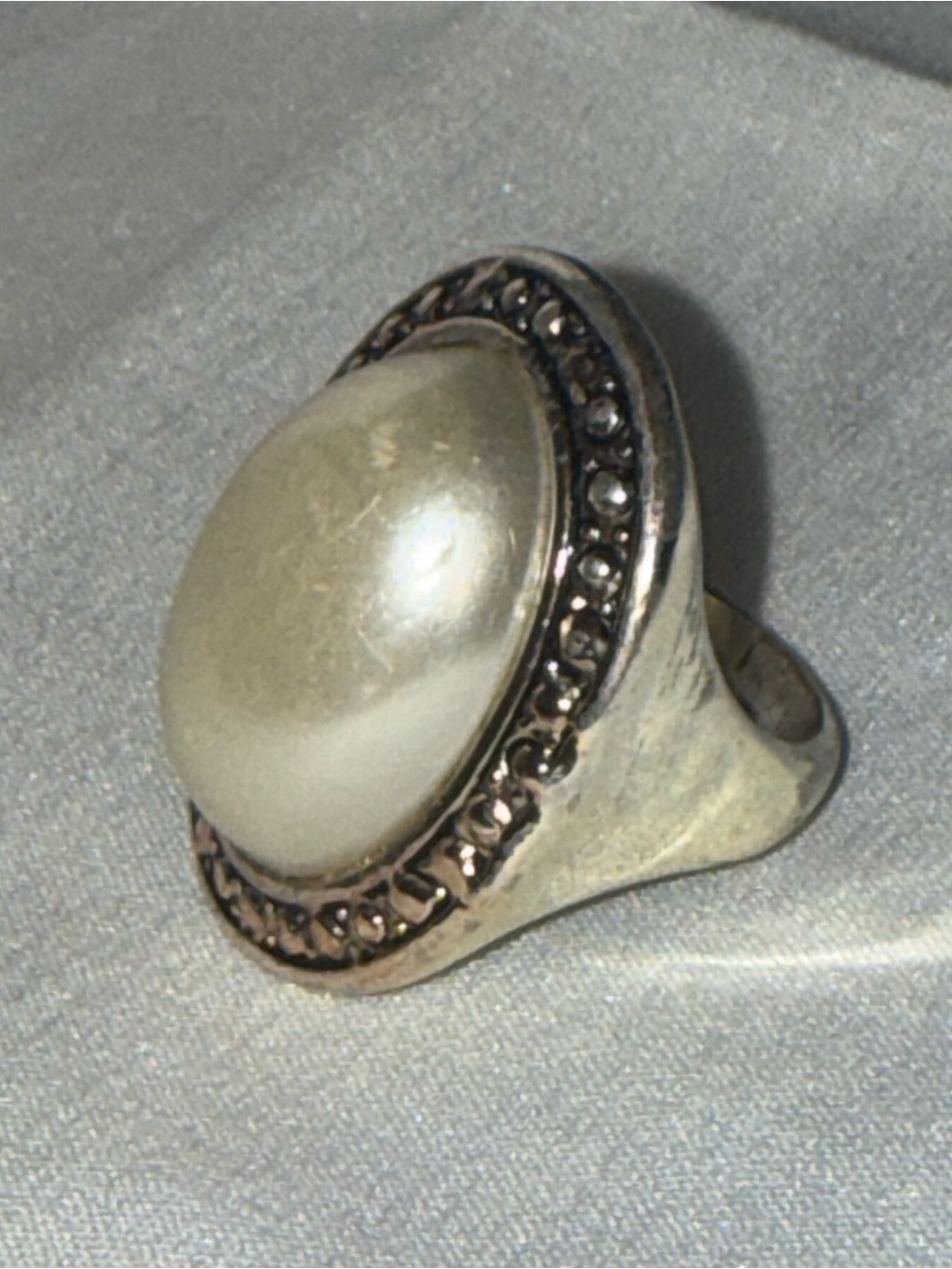 Vintage Faux Pearl Cocktail Ring Chunky Boho Retro Style 13 Statement Ring